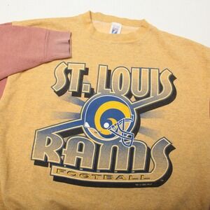 Vintage St. Louis Rams Sweater Mens XL NFL Football Logo 7 Made USA Gold 90s
